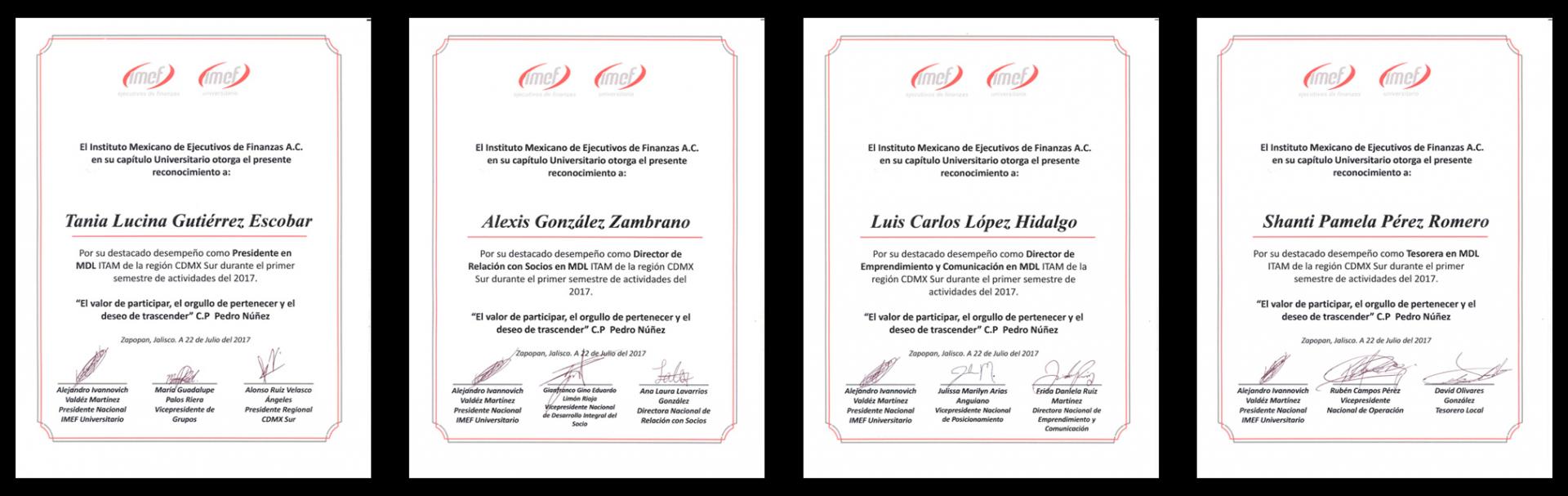 Reconocimientos por desempeño IMEF Universitario