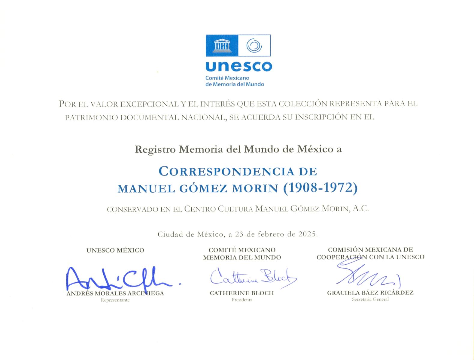 reconocimiento como Memoria del Mundo